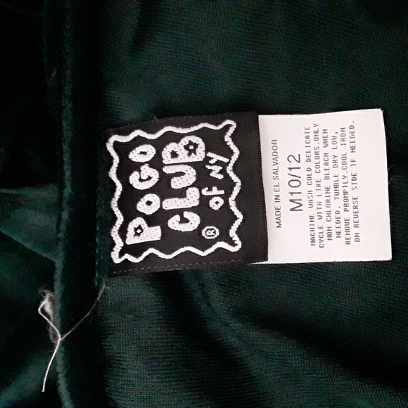 Pogo Club of NY dark green velour button down top with flowers 10/12 - Picture 4 of 5